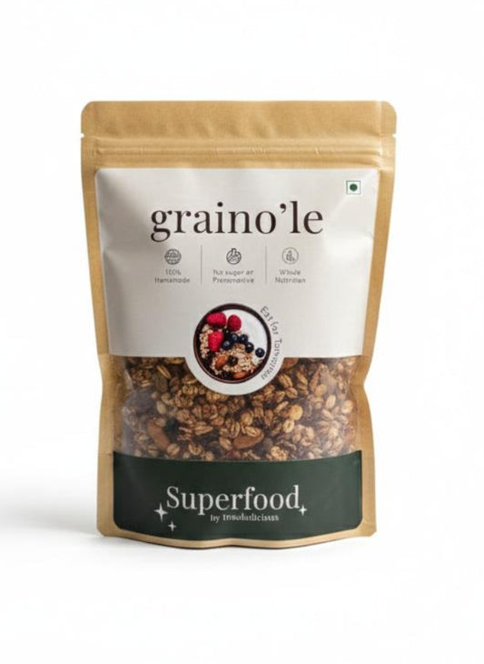 GRAINO’LE SuperFood | Clean & Real Breakfast Granola with Oats, Nuts & Seeds | No Added Sugar | Handcrafted | 250g
