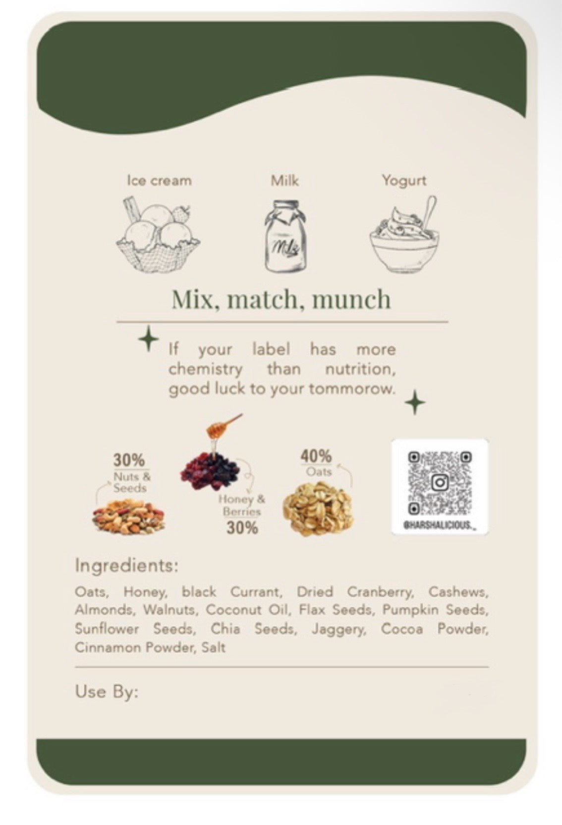 GRAINO’LE SuperFood | Clean & Real Breakfast Granola with Oats, Nuts & Seeds | No Added Sugar | Handcrafted | 500g